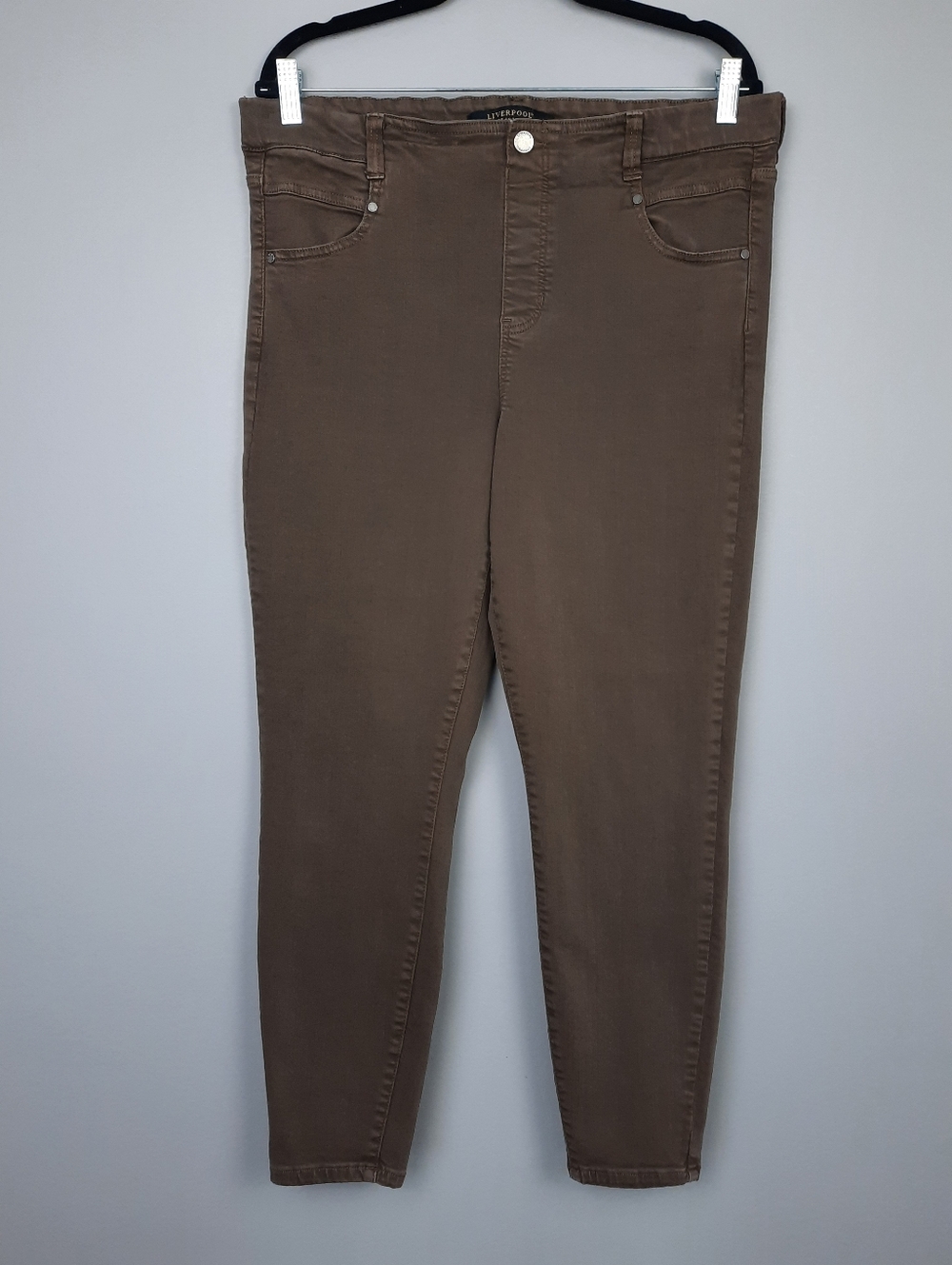 Liverpool Gia Glider High Rise Pull On Skinny Jeans in Olive Bark size 14